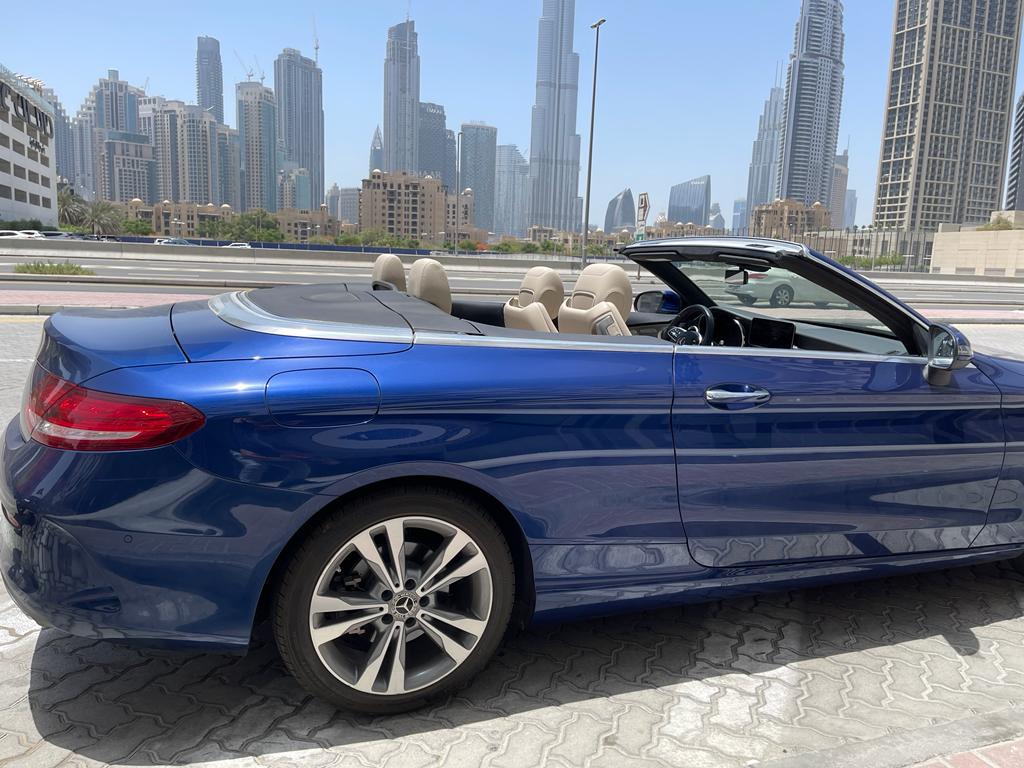 Mercedes C300 Convertible  BLUE 2021 rental dubai