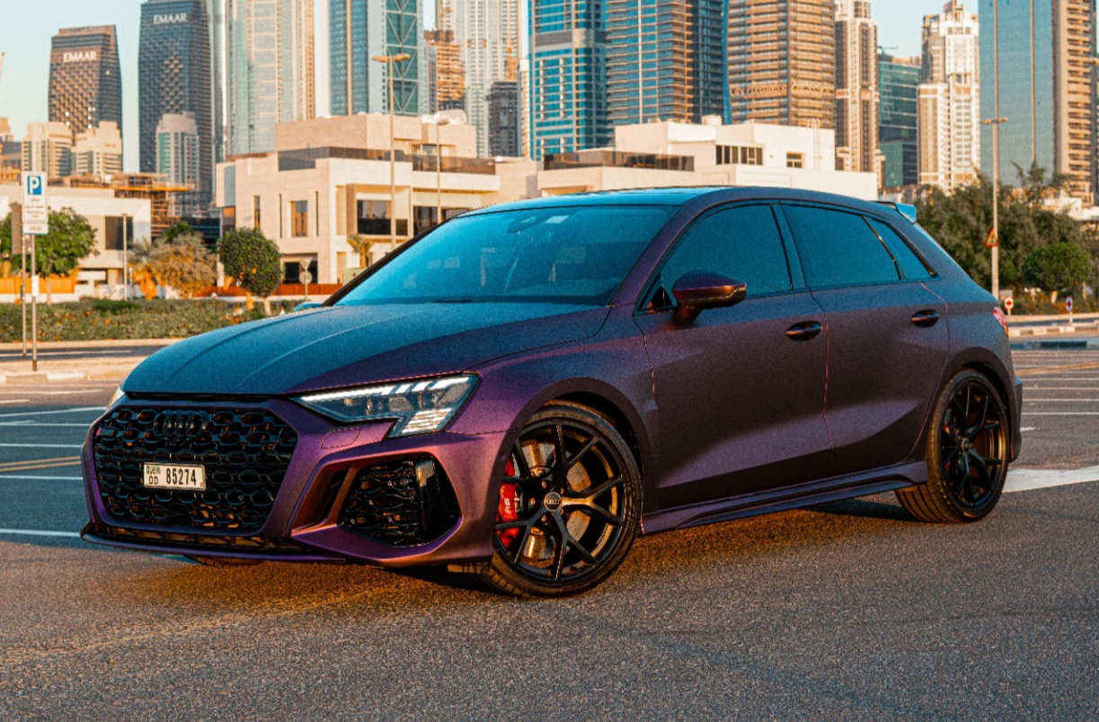 Audi RS3 Pink  2023 rental dubai