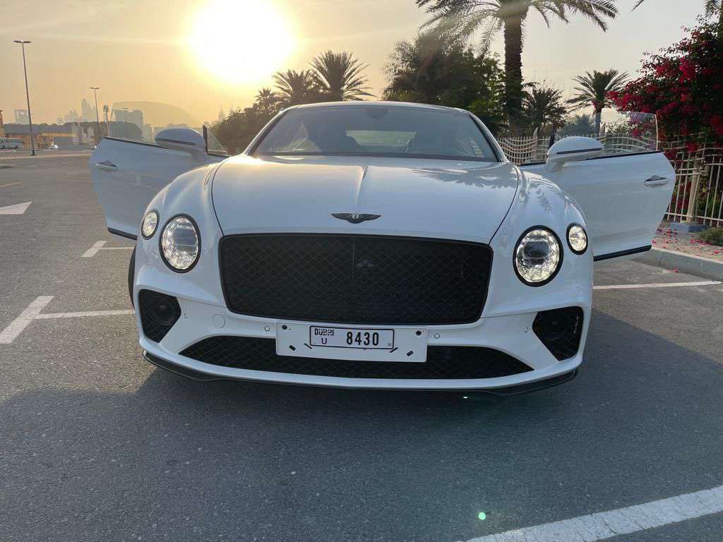 Bentley Continental GT White - Blue Interior  2021 rental dubai
