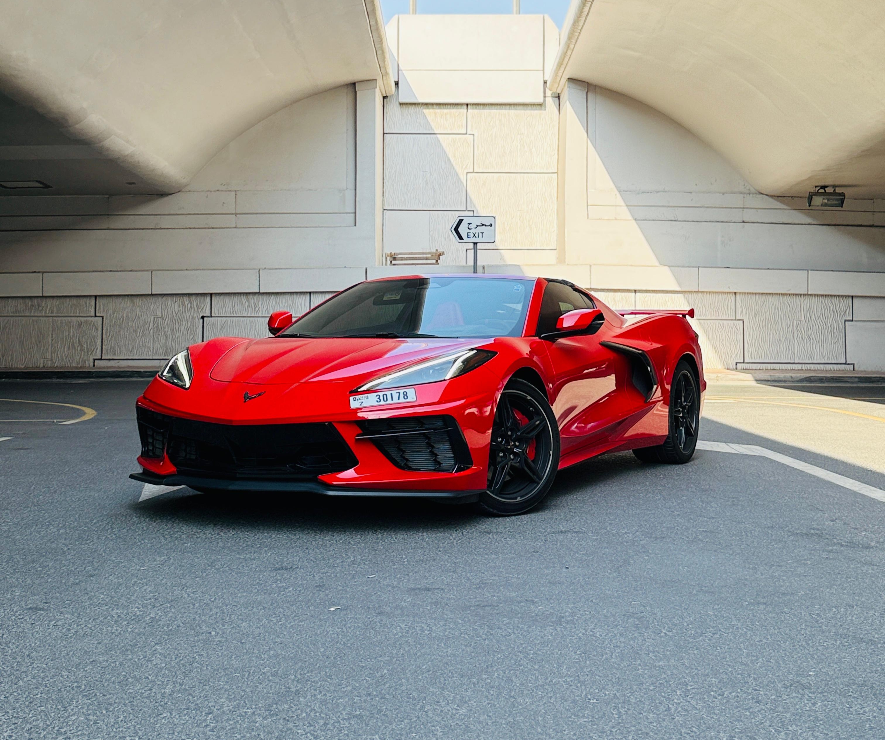 Chevrolet Corvette C8 Convertible Red No Deposit  2025 rental dubai